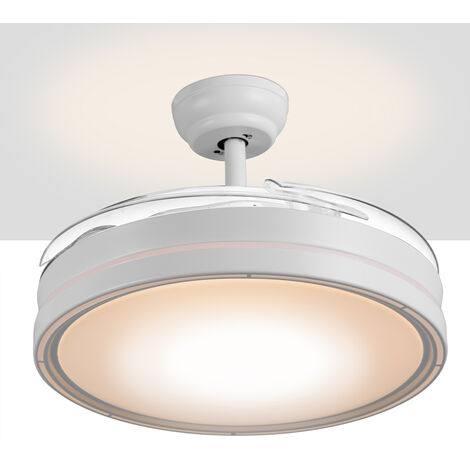 Ventilatore da soffitto beige - Ventilatore da soffitto con luce LED e 3 pale in ABS - 6