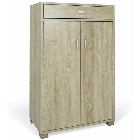 Simple Trending Scarpiera Extra Large 5 Ripiani – Con Ruote E Freno – Telaio Acciaio, Legno E Nero – 20-24 Paia