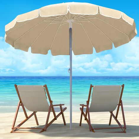 Ombrellone Spiaggia 240 Cm - 16 Stecche Fiberglass, Alluminio, Con Trivella - Foto 4