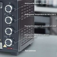 Forno Fornetto Elettrico Ventilato 38 litri 1600W Luce Interna Timer  Girarrosto