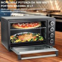 Forno Fornetto Elettrico Ventilato 30 litri 1600 W Luce Interna Timer  Girarrosto