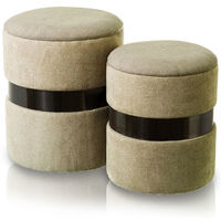 Set 3 pouf bauli contenitore struttura in legno e seduta imbottita