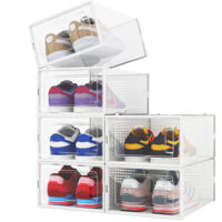 Set 6 Pz Scatole Portascarpe Impilabili 33.5x23x14.5cm Porta Scarpe Salvaspazio