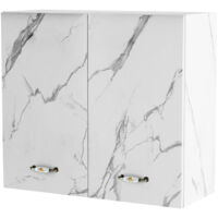 Pensile da Cucina Scolapiatti Sistema Raccogli Gocce Mobile Bianco Effetto Marmo
