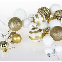 Confezione 100 Palline Natale Oro e Bianco Diametro 3/4/6 cm Addobbo Natalizio