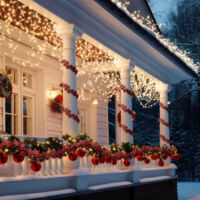 2 Ghirlande Natalizie Con Luci LED – 2,6 M Di Abete Con Bacche Rosse, Decorazione Per Casa, Scale E Giardino