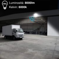 Faretto LED Da Esterno 100W – 10000LM, 144 LED 6500K, Impermeabile IP65, Luce Di Sicurezza Super Luminosa Con Angolo 120°, In Alluminio Pressofuso, Per Giardino, Officina, Parcheggio, Stadio - 2