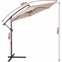 Ombrellone Da Giardino Decentrato 3x3m BAKAJI - Palo Alluminio, Chiusura A Manovella, Base A Croce - Foto 5