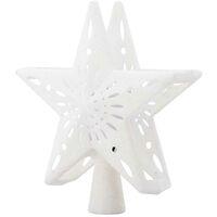 Puntale Proiettore LED per Albero di Natale Forma Stella Bianco Gioco di Luce