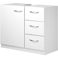 Mobile Mobiletto Armadietto Bagno Lavandino Lavabo Cassetti e Ante Legno Bianco