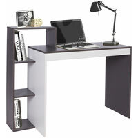 Scrivania Libreria 4 Ripiani Tavolo Porta Pc Computer Legno Casa Ufficio Grigio
