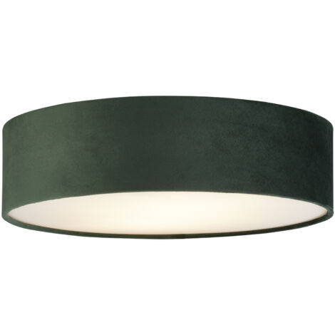 Searchlight Drum Pleat 2 Lumière Velvet Flush, Abat-jour Vert (1/4)