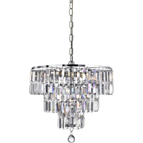 Lustre EMPIRE 5 lumières métal chromé Cristal clair E14 5x60w max Diam 48cm (1/5)