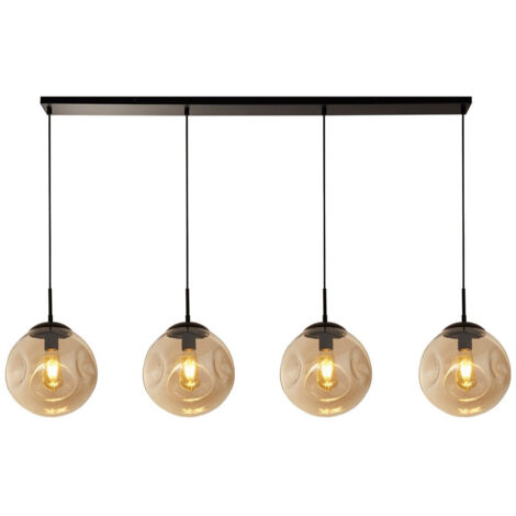 Searchlight Punch Luminaire suspendu à 4 barres lumineuses, noir, verre perforé champagne (1/5)