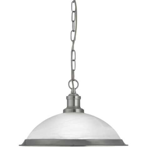 Searchlight Bistro - Luminaire suspendu à 1 ampoule dôme argent satiné, verre acide, E27 (1/5)