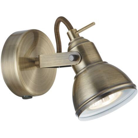FOCUS 1LT Spot Patère metal Laiton antique cordon marron, GU10 max 50w avec inter (1/4)