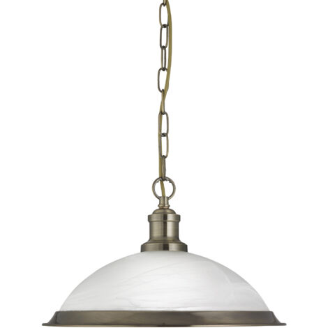 Searchlight Bistro - Luminaire suspendu à 1 dôme en laiton antique, verre acide, E27 (1/5)