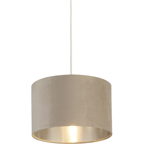 Abatjour velours taupe avec intérieur argenté Diamètre 28cm x Hauteur 18cm (1/4)
