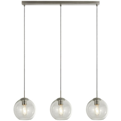 Balls 3Lt Suspension barre metal Chrome avec verre transparent E14 3x60w Lg 81cm (1/2)
