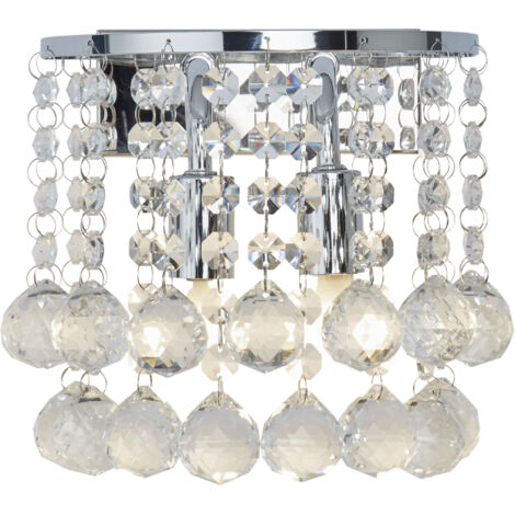 Hanna 2L Applique - chrome métal et cristal transparent (1/4)