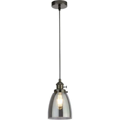 Searchlight - Suspension à 1 lumière, chrome noir, verre fumé, E27 (1/4)