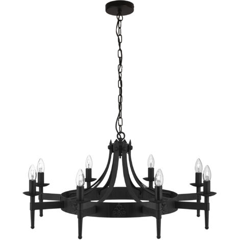 Searchlight Cartwheel - Lustre à 8 ampoules au fini noir, E14 (1/5)