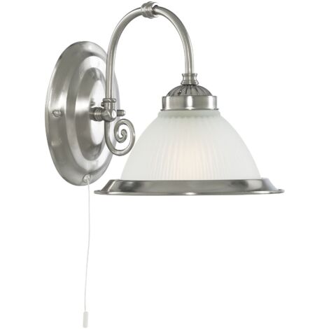 AMERICAN DINER - 1LT Applique metal argent satine, verre strié depoli, E27 max 60w avec inter (1/4)