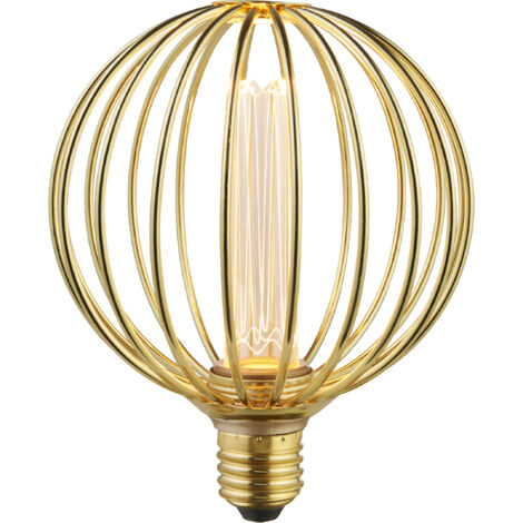 GLOBE CAGE Ampoule Metal doré effet filaire sphère E27 1800k 120lm 3,5W (1/4)