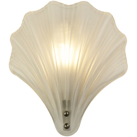 Applique salle de bain 1L SHELL IP44 CLII métal argenté satiné verre givré G9 max 33w Haut 22cm x 20cm largeur (1/4)