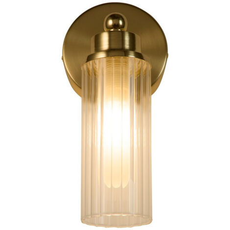 IMPERIAL 1L Applique SDB IP44 CLII métal laiton satine, verre strié clair G9 Max 33w (1/4)