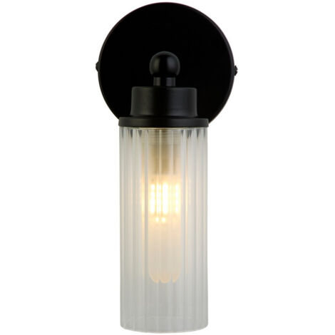 Applique salle de bain IMPERIAL 1L IP44 CLII métal noir mat, verre strié clair G9 Max 33w (1/4)