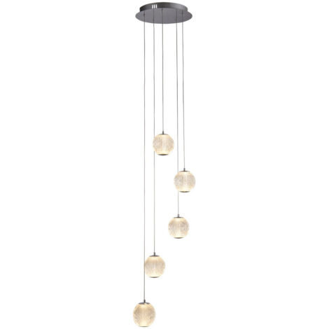 Searchlight Allure Luminaire suspendu à 5 lumières multiples, chrome, acrylique transparent (1/3)