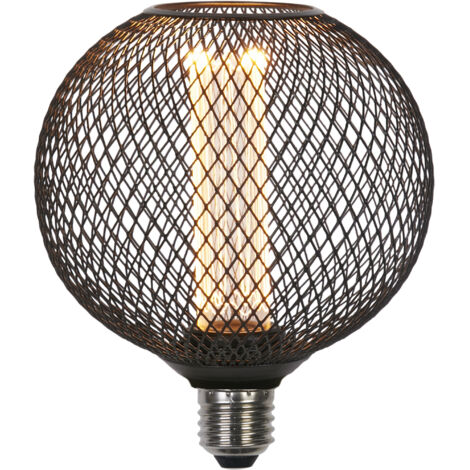 WIRE MESH EFFECT GLOBE Ampoule LED deco metal noir effet grille sphère E27 240V 3.5W 120lm 1800K (1/4)