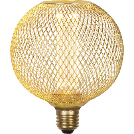 WIRE MESH EFFECT GLOBE Ampoule LED deco metal dore effet grille sphère E27 240V 3.5W 120lm 1800K (1/4)