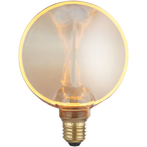 DECORATIVE LAMP - Ampoule LED XS Filament circulaire deco Verre ambré effet flacon, flasque E27 1800k 190lm 4W (1/4)