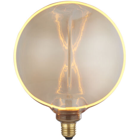 DECORATIVE LAMP - Ampoule LED XL Filament circulaire deco Verre ambré effet flacon, flasque E27 1800k 190lm 4W (1/4)