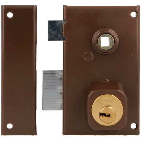 AMIG Serrure en applique et verrous 75N 67 x 112 mm Acier Marron - Gauche