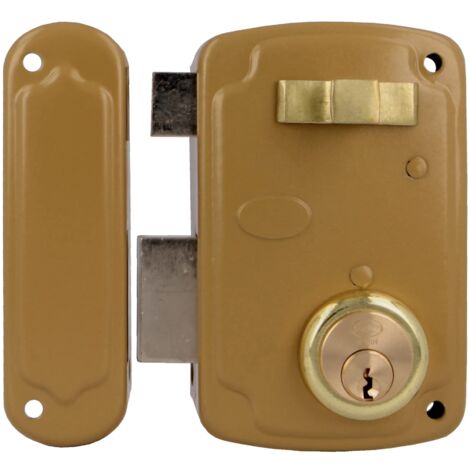 AMIG  Serrure en applique et verrous  75U  76 x 120 mm  Acier  Émaillé or - Gauche (1/5)