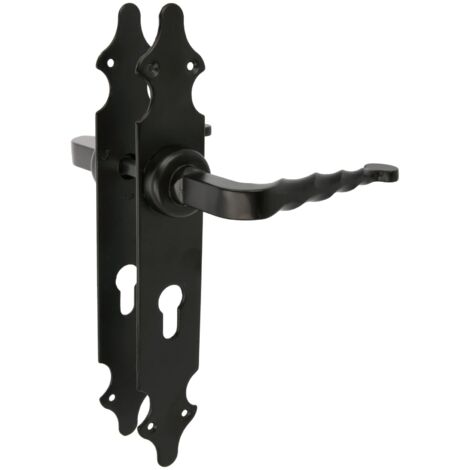 AMIG Poignées sur plaque à cylindre 101PB 280 x 44 mm Plaque d'acier, Poignée zamak Noir (1/5)