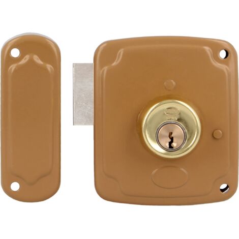 AMIG  Serrure en applique et verrous  72PU  120 x 95 mm  Acier  Émaillé or - Gauche (1/3)