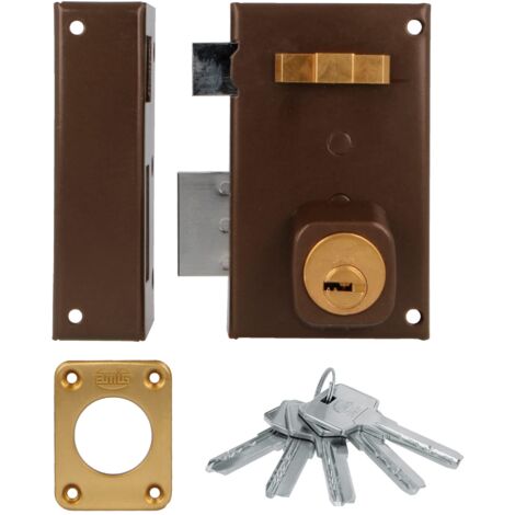 AMIG  Serrure en applique et verrous  75  67 x 112 mm  Acier  Marron - Gauche (1/4)