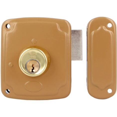 AMIG  Serrure en applique et verrous  72PU  80 x 95 mm  Acier  Émaillé or - Droite (1/4)