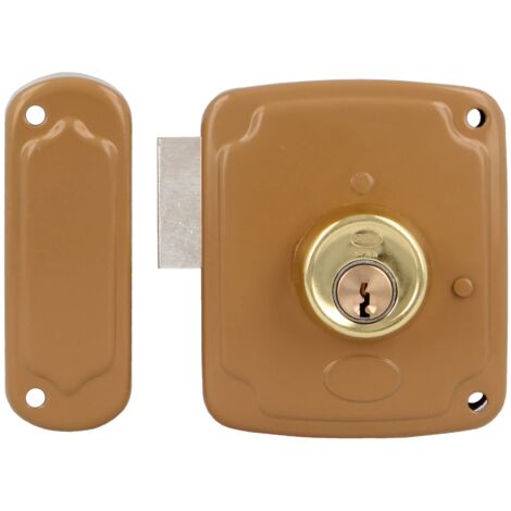 AMIG  Serrure en applique et verrous  72PU  100 x 95 mm  Acier  Émaillé or - Gauche (1/3)
