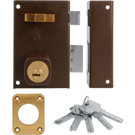 AMIG  Serrure en applique et verrous  75  72 x 112 mm  Acier  Marron - Droite (1/5)