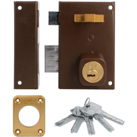 AMIG  Serrure en applique et verrous  75  72 x 112 mm  Acier  Marron - Gauche (1/5)