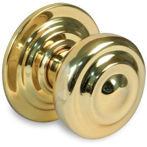 Bouton de porte d'entrée Ø70 mm en laiton poli – Installation sécurisée avec vis filetée – Pour portes jusqu'à 70 mm d'épaisseur – Amig