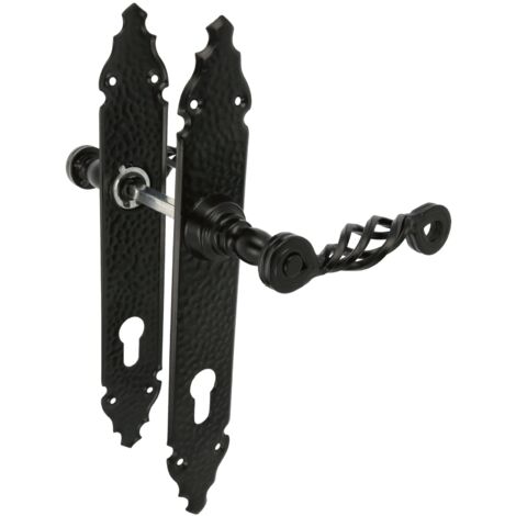 AMIG  Poignées sur plaque à cylindre  102PB  280 x 44 mm  Plaque d'acier, Poignée zamak  Noir (1/5)