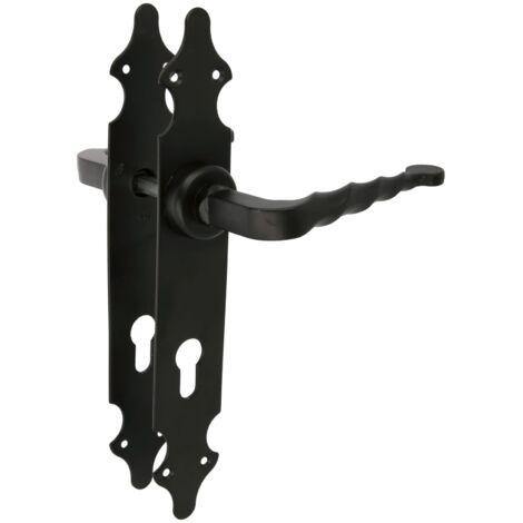 AMIG Poignées sur plaque à cylindre 101PB 280 x 44 mm Plaque d'acier, Poignée zamak Noir (1/5)