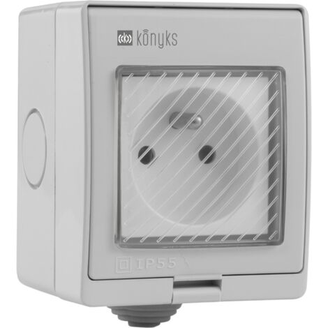 Konyks Pluviose FR -  Prise extérieure WiFi, Étanchéité IP55, compatible Smartlife et Tuya, Amazon Alexa et Google Home