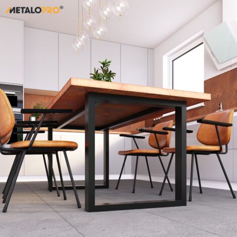 MetaloPro Lot De 2 Pieds De Table Métal 72 Cm - Design Moderne Noir Mat, Très Stables Pour Table Basse, Salle à Manger Ou Bureau